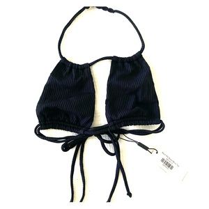 Montce Swim Black Rib Brasil Bikini top, Small